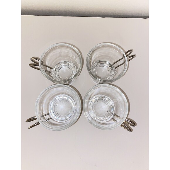 Bormioli Rocco Espresso Glasses Stainless Handles 4 Italian Espresso Cups - Picture 2 of 3